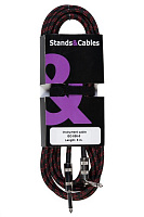 STANDS & CABLES GC-056-5  кабель распаянный инструментальный в тканевой оплетке Jack-Jack угловой, 5 м.