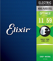 Elixir 19106 OptiWeb  струны для 7-струнной электрогитары, Medium, 11-59