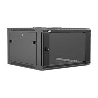 Caymon WPR606R/B Шкаф телекоммуникационный настенный 19''. Материал сталь. Передняя дверь из закаленного стекла.  Монтажная высота 6U. Размеры (Ш x В x Г) 600x368x600 мм. Вес 20,4 кг. Цвет черный (RAL9004)