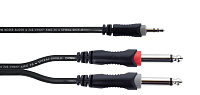 Cordial EY 1,5 WPP кабель Y-адаптер, джек стерео 3.5 мм - 2 джека моно 6.3 мм male, 1.5 м, черный