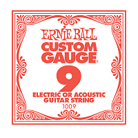 ERNIE BALL 1009 Plain Steel .009  Струна одиночная для акустической и электрогитары Эрни Болл