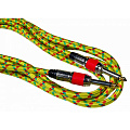 STANDS & CABLES GC-108-3 Инструментальный кабель в тканевой оплетке, 3 м. Разъемы: Jack 6,3 мм моно Jack 6,3 мм моно