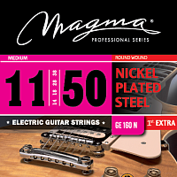 Magma Strings GE160N  Струны для электрогитары, серия Nickel Plated Steel, калибр: 11-14-18-28-38-50, обмотка круглая, никелированная сталь, натяжение Medium
