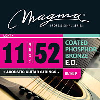 Magma Strings GA130P  Струны для акустической гитары, серия Coated Phosphor Bronze, калибр: 11-15-23-32-42-52, обмотка круглая, фосфористая бронза с покрытием, натяжение Light+