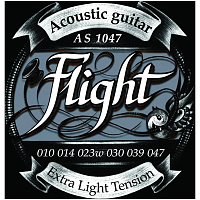 FLIGHT AS1047 струны для акустической гитары, 10-47, натяжение Extra Light, обмотка серебро