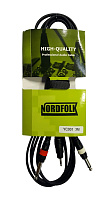 NordFolk NYC001 1.5M  кабель Minijack stereo  2 x Jack mono, литые разъёмы, длина 1.5 метра