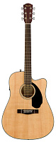 FENDER CD-60SCE Dread Nat WN электроакустическая гитара, цвет натуральный