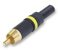Neutrik NYS373-4 желтая маркировочная полоса, кабельный разъем RCA корпус черный хром, золоченые контакты