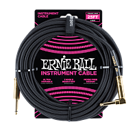 Ernie Ball 6058 кабель инструментальный, прямой и угловой джеки, длина 7.62 метра, цвет чёрный