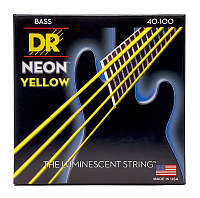 DR NYB-40 струны для 4-струнной бас-гитары, калибр 40-100, серия HI-DEF NEON™, обмотка никелированная сталь, покрытие люминесцентное