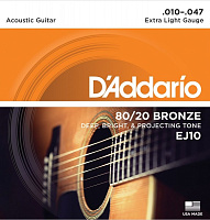 D'ADDARIO EJ10  струны для акустической гитары, бронза Extra Light - 10-47