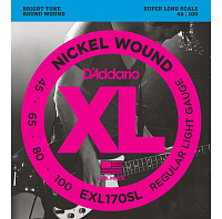 D'ADDARIO EXL170SL Струны для бас-гитары, никель, soft, 45-100, super long