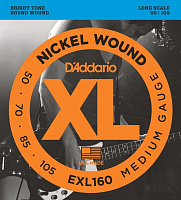 D'ADDARIO EXL160 струны для 4-струнной бас-гитары, никель, Regular, Long, 50-105