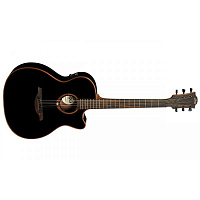 LAG T100ACE-BLK Электро-акустическая гитара, Аудиториум с вырезом и пьезодатчиком STUDIOLAG, цвет - черный глянцевый