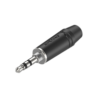ROXTONE RMJ3PPS-65-BN Разъем 3.5 мм стерео, корпус черного цвета из цинкового сплава, используется для кабеля до 6.5 мм, никелированные контакты (серебристый цвет)