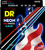 DR NUSAB-40 струны для 4-струнной бас-гитары, калибр 40-100, серия HI-DEF NEON™, обмотка никелированная сталь, покрытие люминесцентное