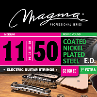 Magma Strings GE160ED  Струны для электрогитары, серия Coated Nickel Plated Steel, калибр: 11-14-18-28-38-50, обмотка круглая, никелированная сталь, с покрытием, натяжение Medium