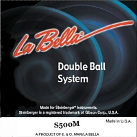 LA BELLA S500M  струны для безголовой бас-гитары 4 струнной - Medium (049-069-089-109), плоская оплетка, Серия LA BELLA Steinberger