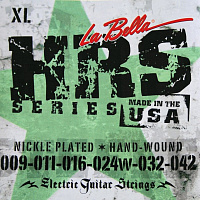 LA BELLA HRS-XL - струны для электрогитары - натяжение Extra Light (009-011-016-024-032-042), сталь, обм. никель, Hard Rockin' Steel