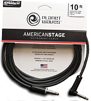 PLANET WAVES PW-AMSGRA-10 кабель распаянный инструментальный, American Stage джек-джек угловой, 3,05 м.