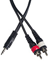 ROCKDALE XC-001-1M готовый компонентный кабель, разъёмы stereo mini jack "папа" (3,5 мм)   2 RCA, длина 1 м, чёрный