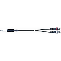 QUIK LOK AD12-3K компонентный кабель, 3 метра, разъёмы Stereo Jack Male - 2 RCA Male (тюльпаны)(1/4' TRS MALE - 2 RCA MALE)