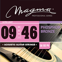Magma Strings GA100PB  Струны для акустической гитары, серия Phosphor Bronze, калибр: 9-11-16-26-36-46, обмотка круглая, фосфористая бронза, натяжение Extra Light