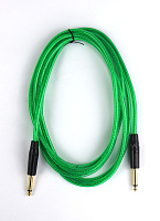 AuraSonics J63J63-3TGR гитарный кабель, Jack TS 6.3 мм  - Jack TS 6.3 мм, 3 м, прозрачный зеленый