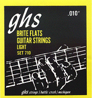 GHS 710 Струны для электрогитары; сплав 52; полукруглая обмотка; (10-13-17-26-36-46); Brite Flats 