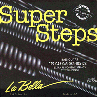 LA BELLA SS45CB  струны для 6-струнной бас-гитары (без обмотки в начале) - (029-045-065-085-105-128), круглая обмотка - никель, серия Super Steps.
