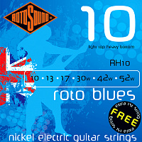 ROTOSOUND RH10 STRINGS NICKEL LIGHT TOP/HEAVY BOTTOM струны для электрогитары, никелевое покрытие, 10-52