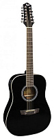 FLIGHT D-200/12 BK EQ  12-струнная гитара, цвет черный, звукосниматель