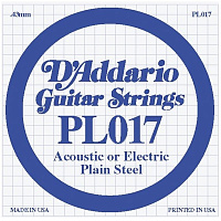 D'ADDARIO PL017 - Plain Steel одиночная струна .017