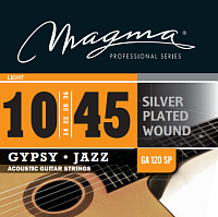 Magma Strings GA120SP  Струны для акустической гитары, серия Silver Plated Wound Gypsy Jazz, калибр: 10-14-22-28-36-45, обмотка посеребрённая медь, натяжение Light
