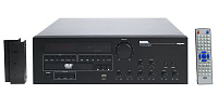 Proel ADVD240 Трансляционный моноблок DVD/FM/USB/усилитель 2 зональный: 240Вт (RMS),  4/8/16Ом, 25/75/100В, 50Hz-15KHz.  Вход:  4 х MIC (XLR), 1 xAUX (RCA), мастер регулятор уровня выходного сигнала, регулятор уровня сигнала на каждом входе 