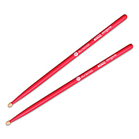 HUN Bluefire series Hickory Red барабанные палочки, орех, деревянный наконечник, цвет палочек красный