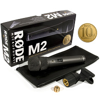RODE M2  конденсаторный суперкардиоидный микрофон с выключателем, частотный диапазон 30Гц-20 кГц., Макс SPL 141 дБ, 320 Ом, разъём XLR