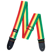 DUNLOP BОВ-04 Bob Marley Wide Ремень гитарный, конопля, рисунок в цветах флага Ямайки