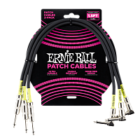 Ernie Ball 6076 набор кабелей с угловым / прямым джеками, 3 шт., длина 46 см, цвет чёрный