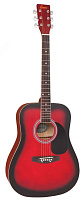 Encore EW100R  акустическая гитара, Dreadnought, цвет красный берст матовый