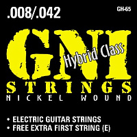 GNI GH65 струны для электрогитары .008/.042, никелированная навивка