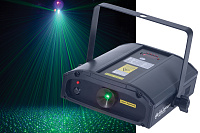 American DJ Galaxian  лазерный проектор,  зеленый лазер 30 мВт, красный лазер 80 мВт, свыше 500 красных и зеленых лазерных лучей, угол раскрытия луча 90 градусов