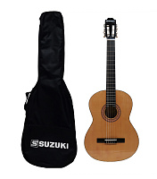 Suzuki SCG-2S+4/4NL  классическая гитара с анкером, размер 4/4, нейлоновые струны, чехол в комплекте, цвет натуральный
