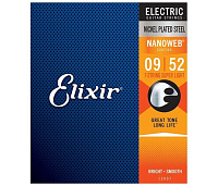 ELIXIR 12007 NANOWEB Комплект струн для 7-струнной электрогитары, никелированная сталь, Super Light, 9-52