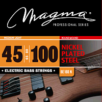 Magma Strings BE160N  Струны для бас-гитары, серия Nickel Plated Steel, калибр: 45-65-80-100, обмотка круглая, никелированная сталь, натяжение Medium Light