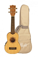 FLIGHT DUS320 EQ SP/ZEB  укулеле со звукоснимателем, сопрано, цвет натуральный, чехол