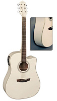 FLIGHT AD-200 CEQ WH  электроакустическая гитара с вырезом, цвет белый, скос под правую руку