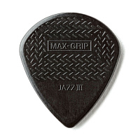 Dunlop 471P3S Max-Grip Jazz III Stiffo 6Pack  медиаторы, острый кончик, толщина 1,38 мм, цвет черный, 6 шт.