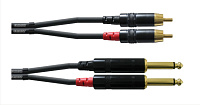 Cordial CFU 0.6 PC кабель 2 х RCA - 2 х джек моно 6.3 мм, длина 0.6 метра