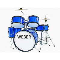 Weber BabyKit Blue Маломензурная ударная установка, 5 барабанов,  18-14-12-10-12, стул и тарелки в комплекте, цвет синий